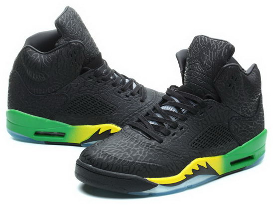 Air Jordan Retro 5 Black Burst Crack Green Yellow Factory Store